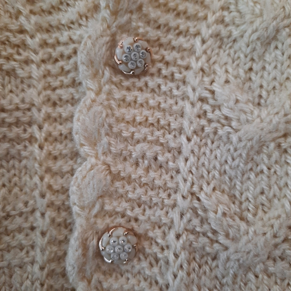 Vintage Cream Cable Knit Crochet Sweater Vest Cottagecore Boho Country - Picture 5 of 11